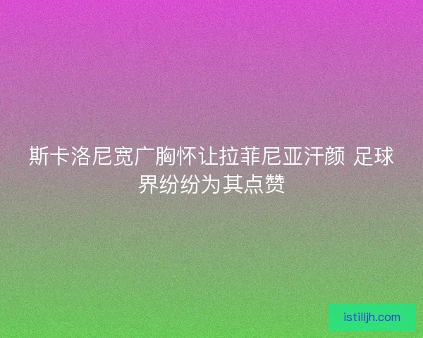 斯卡洛尼宽广胸怀让拉菲尼亚汗颜 足球界纷纷为其点赞