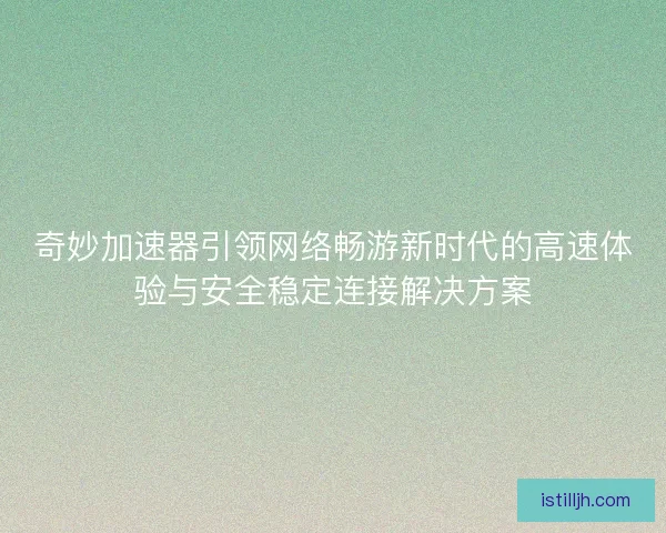 奇妙加速器引领网络畅游新时代的高速体验与安全稳定连接解决方案